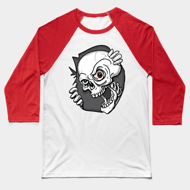 Skateboard Skull Graphic Baseball T-Shirt by silentrob668